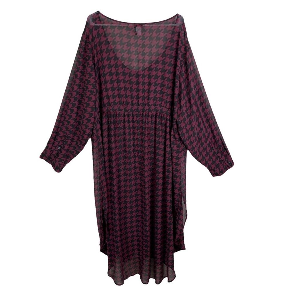 Torrid Chiffon Houndstooth Button Down Maxi Blous… - image 2